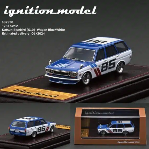 ignition model 1/64 Datsun Bluebird (510) Wagon Blue/White IG2930