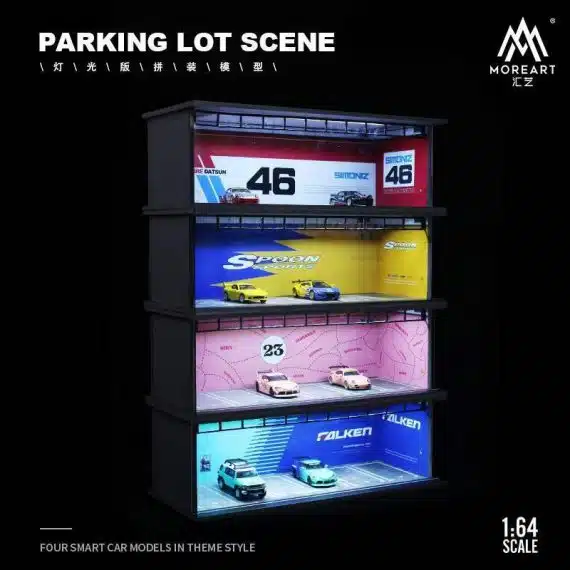 MOREART 1/64 Pink Pig Parking Garage Diorama with LED lights