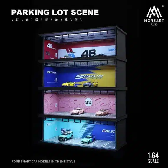 MOREART 1/64 Pink Pig Parking Garage Diorama with LED lights