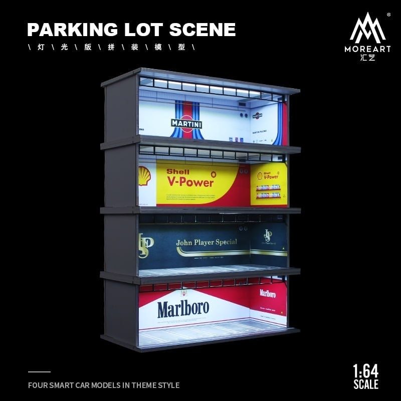 MOREART 1/64 john player special JPS Parking Garage Diorama with LED lights