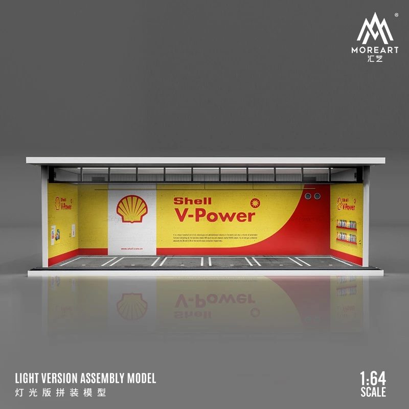 MOREART 1/64 Shell Parking Garage Diorama with LED lights