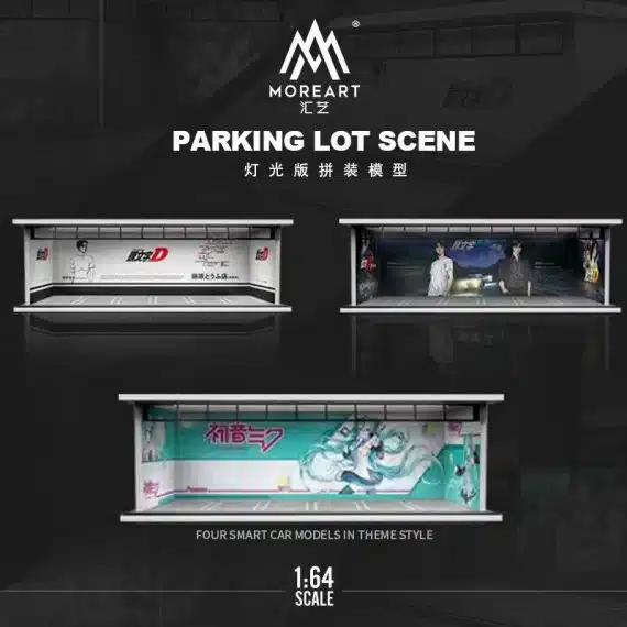 MOREART 1/64 Headword D (White) Parking Garage Diorama with LED lights