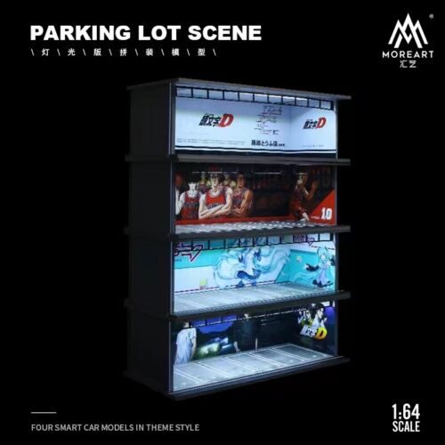 MOREART 1/64 Headword D (White) Parking Garage Diorama with LED lights