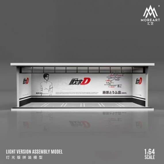 MOREART 1/64 Headword D (White) Parking Garage Diorama with LED lights
