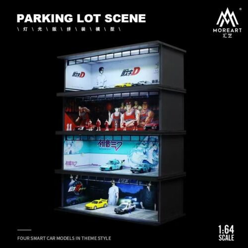 MOREART 1/64 Headword D (Black) Parking Garage Diorama with LED lights