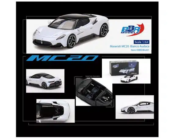 BBR Models 1/64 Maserati MC20 Bianco Audace White BBRDIE6401