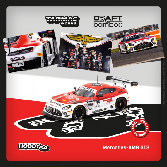 Tarmac Works 1/64 HOBBY64 Mercedes-AMG GT3 Indianapolis 8 Hour 2022 Winner Craft-Bamboo Racing R. Marciello / D. Juncadella / D. Morad