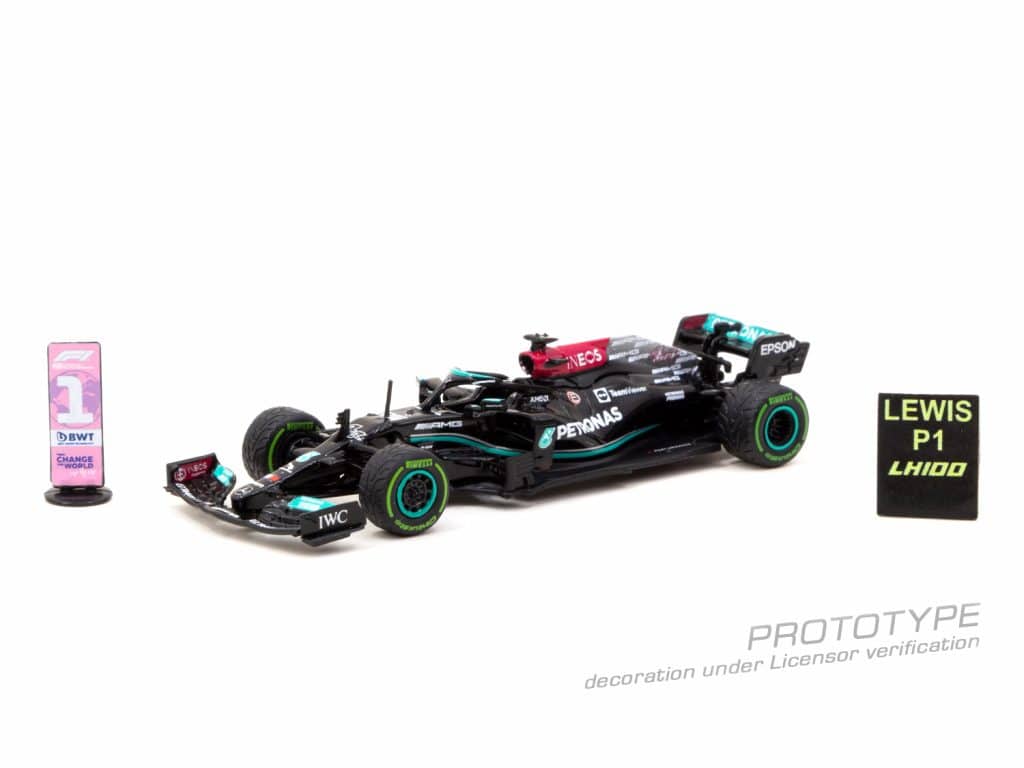 Tarmac Works 1/64 GLOBAL64 Mercedes-AMG F1 W12 E Performance Russian Grand Prix 2021 Winner 100th Win - Lewis Hamilton