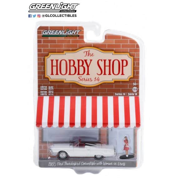 Greenlight 1/64 The Hobby Shop Series 14 - 1965 Ford Thunderbird Convertible with Woman in Dress 97140-B