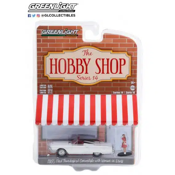 Greenlight 1/64 The Hobby Shop Series 14 - 1965 Ford Thunderbird Convertible with Woman in Dress 97140-B