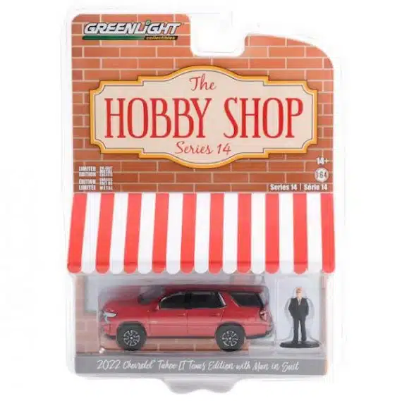 Greenlight 1/64 The Hobby Shop Series 14 - 2022 Chevrolet Tahoe LT Texas Edition with Man in Suit 97140-F