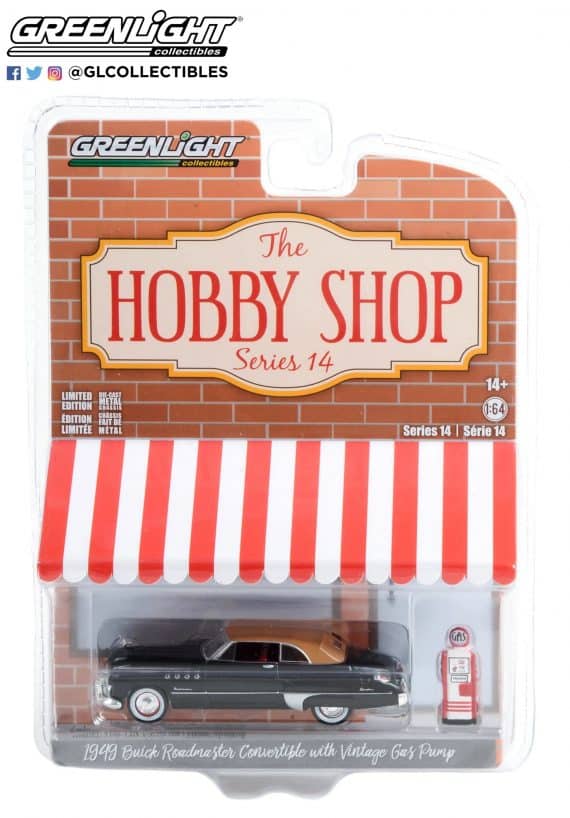 Greenlight 1/64 The Hobby Shop Series 14 - 1949 Buick Roadmaster Convertible with Vintage Gas Pump 97140-A