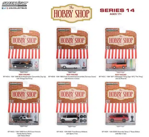 Greenlight 1/64 The Hobby Shop Series 14 - 1971 Volkswagen Type 181 The Thing with Surfboards 97140-C