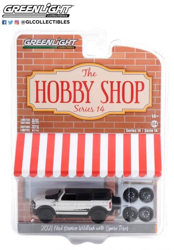 Greenlight 1/64 The Hobby Shop Series 14 - 2021 Ford Bronco Wildtrak with Spare Tires 97140-E