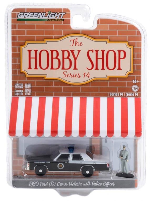 Greenlight 1/64 The Hobby Shop Series 14 - 1990 Ford LTD Crown Victoria with Police Officer 97140-D