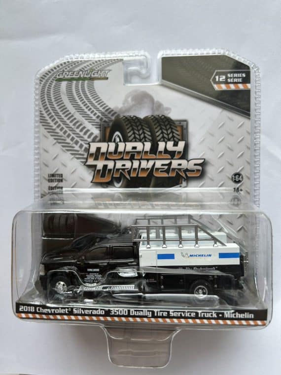 Greenlight 1/64 Dually Drivers Series 12 - 2018 Chevrolet Silverado 3500 Dually Tire Service Truck - Michelin 46120-C