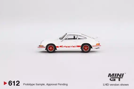 MINI GT No.612 Porsche 911 Carrera RS 2.7 Grand Prix White with Red Livery RHD MGT00612-R