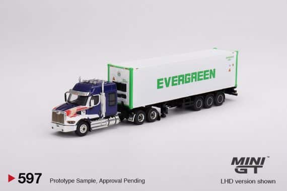 MINI GT No.597 Western Star 49X Blue w/ 40' Reefer Container "EVERGREEN" LHD MGT00597-L