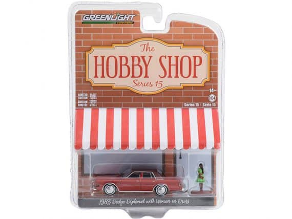 Greenlight 1/64 The Hobby Shop Series 15 - 1983 Dodge Diplomat with Woman in Dress 97150-C