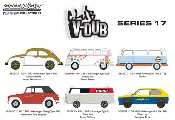Greenlight 1/64 Club V-DUB Series 17 - 1964 Volkswagen Samba Bus 36080-B