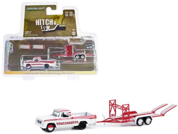 Greenlight 1/64 Hitch & Tow Series 28 - 1964 Dodge D-100 with Tandem Car Trailer 32280-A