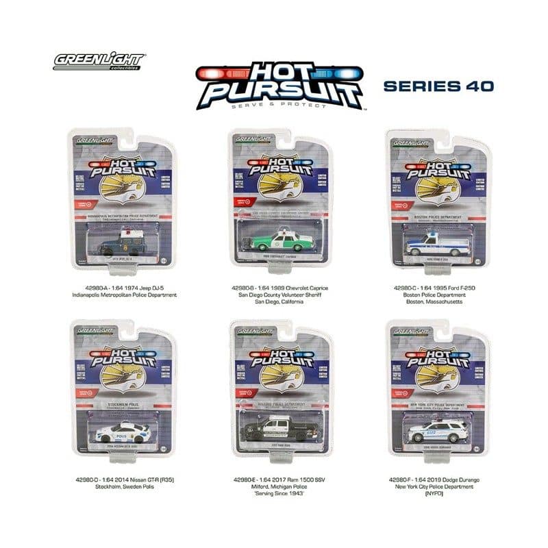 Greenlight 1/64 Hot Pursuit Series 40 - 1974 Jeep DJ-5 Chase Car (ล้อเขียว) 42980-A