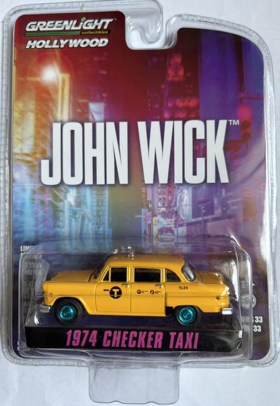 Greenlight 1/64 Hollywood Series 33 John Wick - 1974 Checker Taxi Chase Car (ล้อเขียว) 44930-F