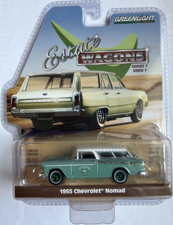 Greenlight 1/64 Estate Wagons Series 7 - 1955 Chevrolet Nomad Chase Car (ล้อเขียว) 36040-A
