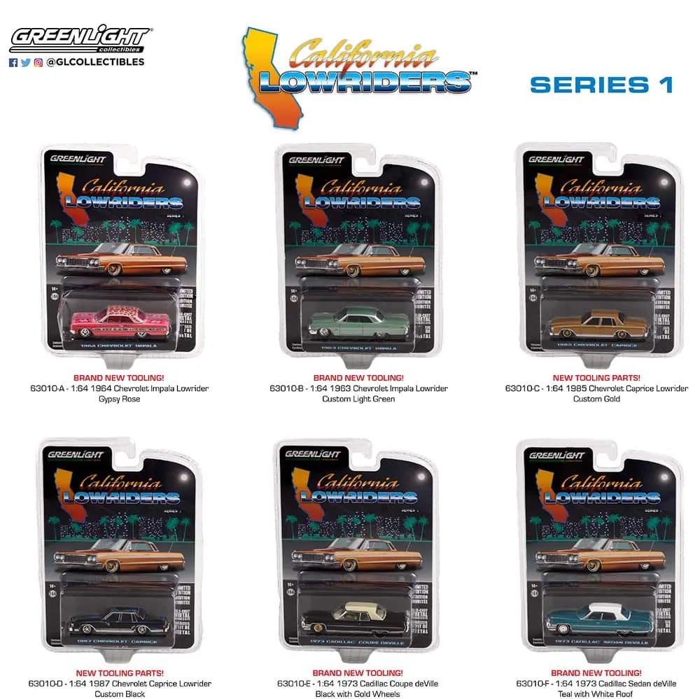 Greenlight 1/64 California Lowriders Series 1 - 1987 Chevrolet Caprice Chase Car (ล้อเขียว) 63010-D