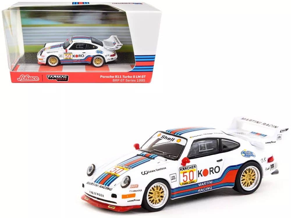 Tarmac Works 1/64 Collab64 Schuco X Tarmac Works Martini Racing Porsche 911 Turbo S LM GT BRP GT Series 1995