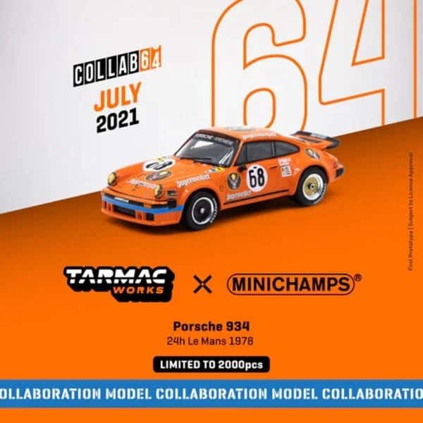 Tarmac Works 1/64 Collab64 Minichamps Porsche 934 #68 24h Le Mans 1978