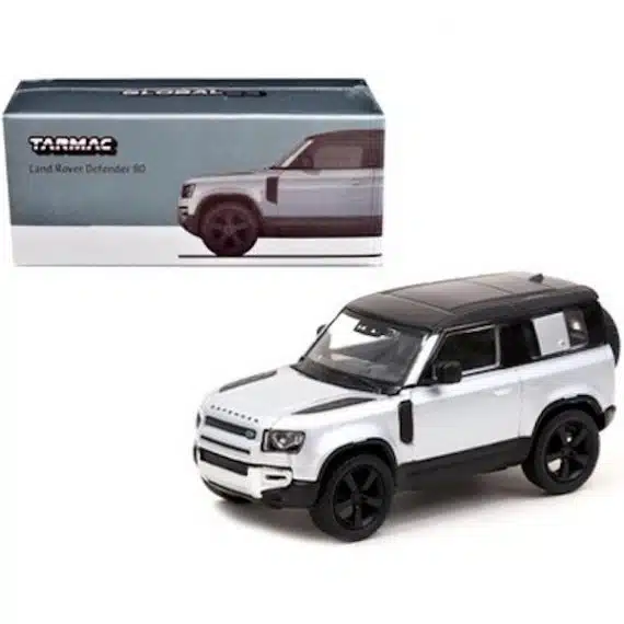 Tarmac Works GLOBAL64 Land Rover Defender 90 Silver Metallic