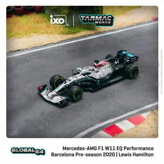 Tarmac Works GLOBAL64 Mercedes-AMG F1 W11 EQ Performance Barcelona Pre-season Testing 2020 Lewis Hamilton