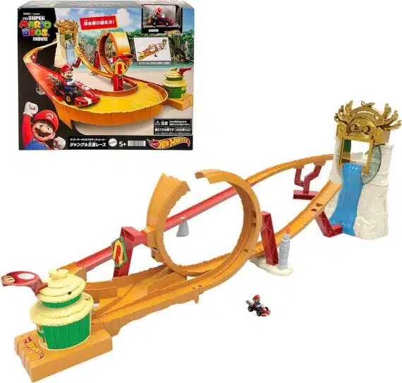 Hot Wheels The Super Mario Bros Movie Jungle Kingdom Race Playset with 1 Mario Cart HMK49
