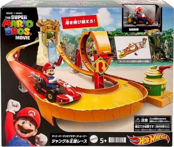 Hot Wheels The Super Mario Bros Movie Jungle Kingdom Race Playset with 1 Mario Cart HMK49