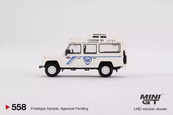 MINI GT No.558 Land Rover Defender 110 - 1991 Safari Rally Martini Racing Support Vehicle LHD MGT00558