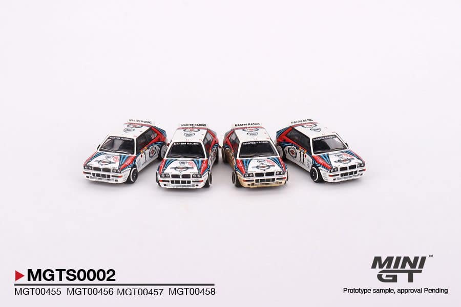 MINI GT Lancia Delta HF Integrale Evoluzione 1992 Rally MonteCarlo Martini Racing 4 sets Cars Set Limited Edition 5000 Set MGTS0002
