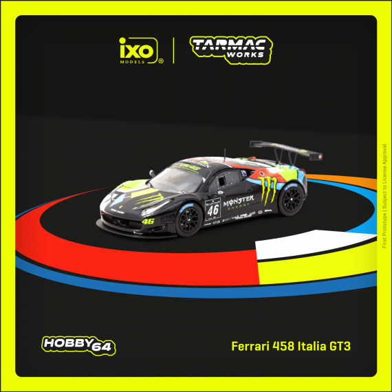 Tarmac Works 1/64 HOBBY64 Ferrari 458 Italia GT3 Blancpain Endurance Series 2012 – MONZA V. Rossi / A. Salucci / A.Ceccato T64-073-12BGT46M