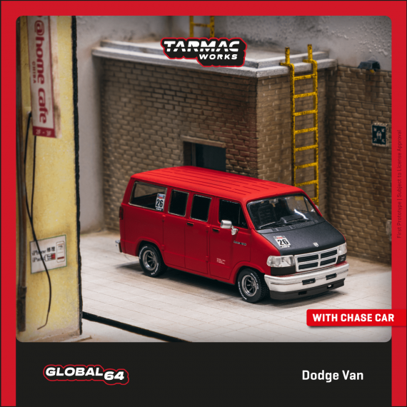 Tarmac Works 1/64 GLOBAL64 Dodge Van Red T64G-TL032-RE