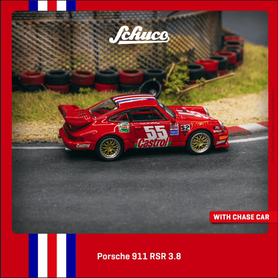 Tarmac Works 1/64 Schuco Porsche 911 RSR 3.8 Red T64S-003-95WG