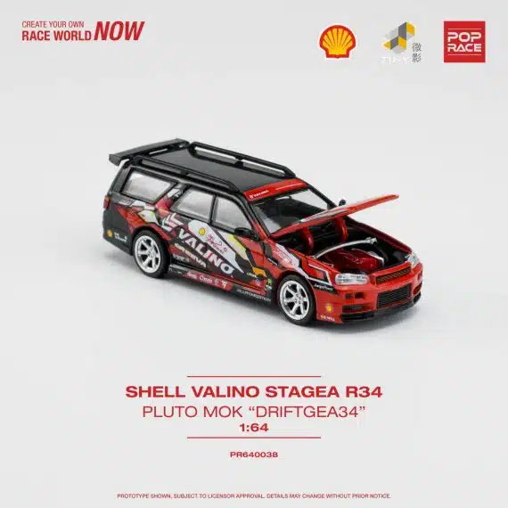 POP RACE 1/64 Shell Valino Stagea R34 Pluto Mok "Driftagea34" PR640038-SHELL