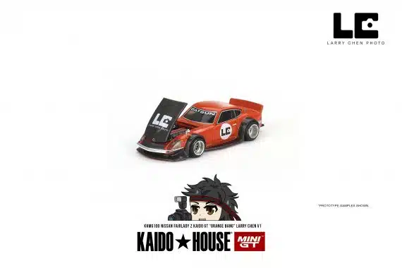 MINI GT No.100 Nissan Fairlady Z Kaido GT 'ORANGE BANG' Larry Chen V1 KHMG100