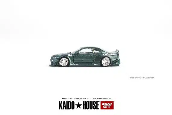 MINI GT KaidoHouse x MINI GT Nissan Skyline GT-R (R34) Kaido Works GReddy V1 KHMG074
