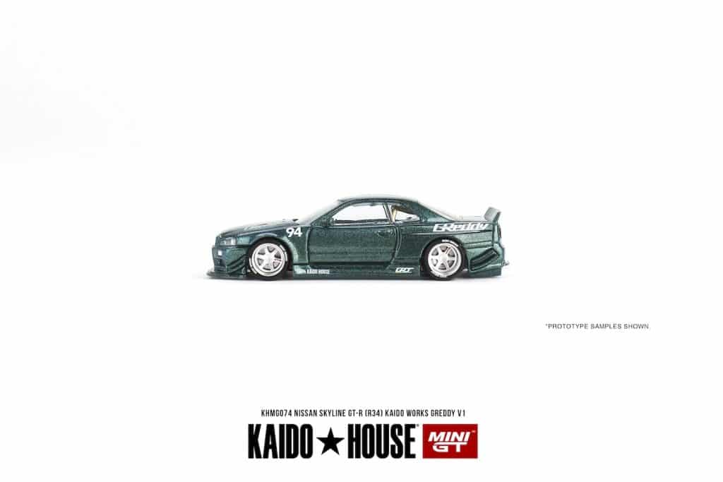 MINI GT KaidoHouse x MINI GT Nissan Skyline GT-R (R34) Kaido Works GReddy V1 KHMG074