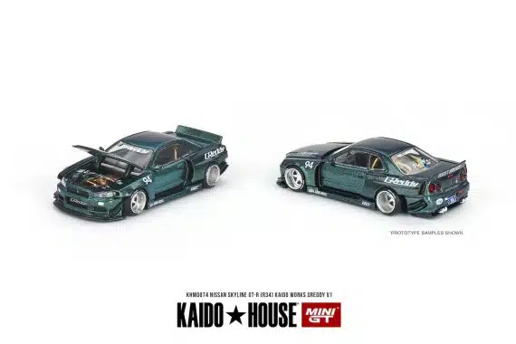 MINI GT KaidoHouse x MINI GT Nissan Skyline GT-R (R34) Kaido Works GReddy V1 KHMG074