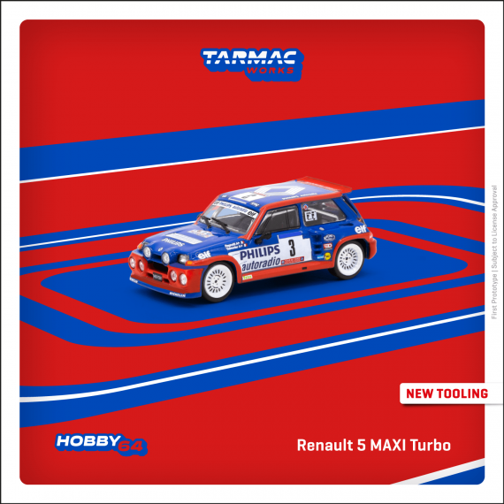 Tarmac Works 1/64 HOBBY64 Renault 5 MAXI Turbo Tour de Corse - Rallye de France 1985 Winner T64-TL061-85TDC03