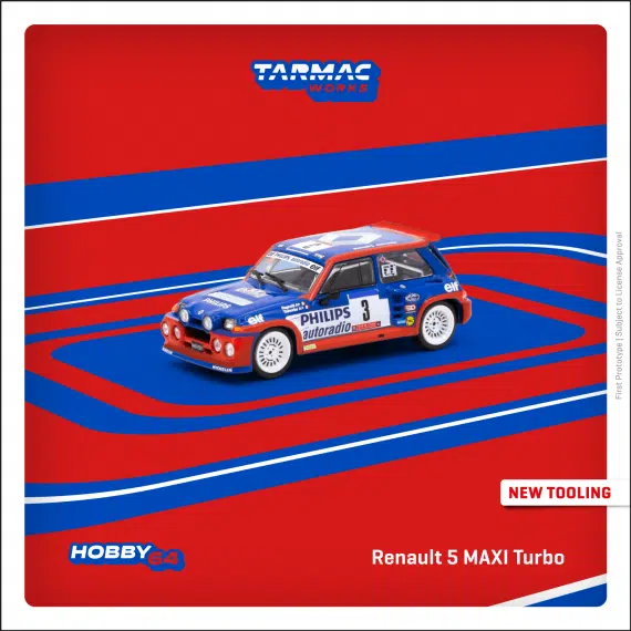 Tarmac Works 1/64 HOBBY64 Renault 5 MAXI Turbo Tour de Corse - Rallye de France 1985 Winner T64-TL061-85TDC03