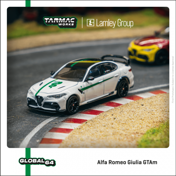 Tarmac Works 1/64 GLOBAL64 Alfa Romeo Giulia GTAm White / Green T64G-TL031-MWG