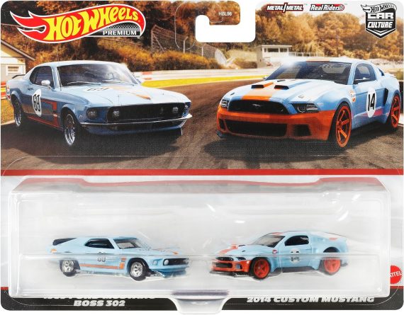 Hot Wheels Premium 2-Pack 1969 Ford Mustang BOSS 302 / 2014 Custom Mustang HKF58