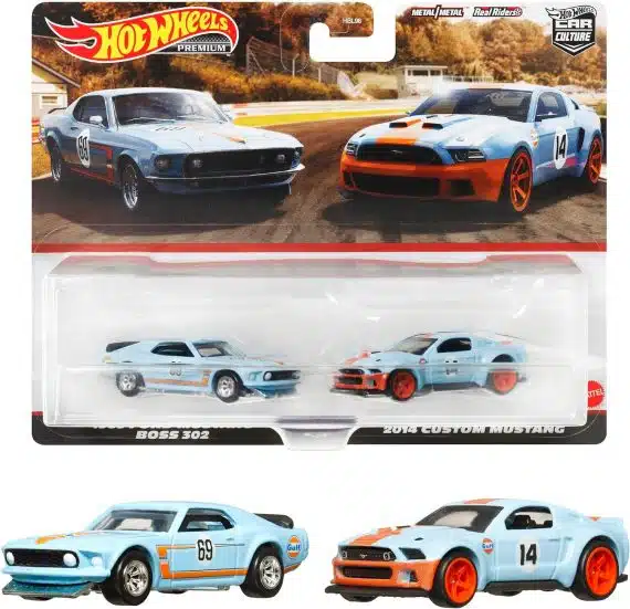 Hot Wheels Premium 2-Pack 1969 Ford Mustang BOSS 302 / 2014 Custom Mustang HKF58